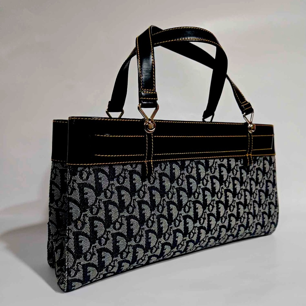 Authentic Christian Dior Trotter Canvas Leather Handbag
